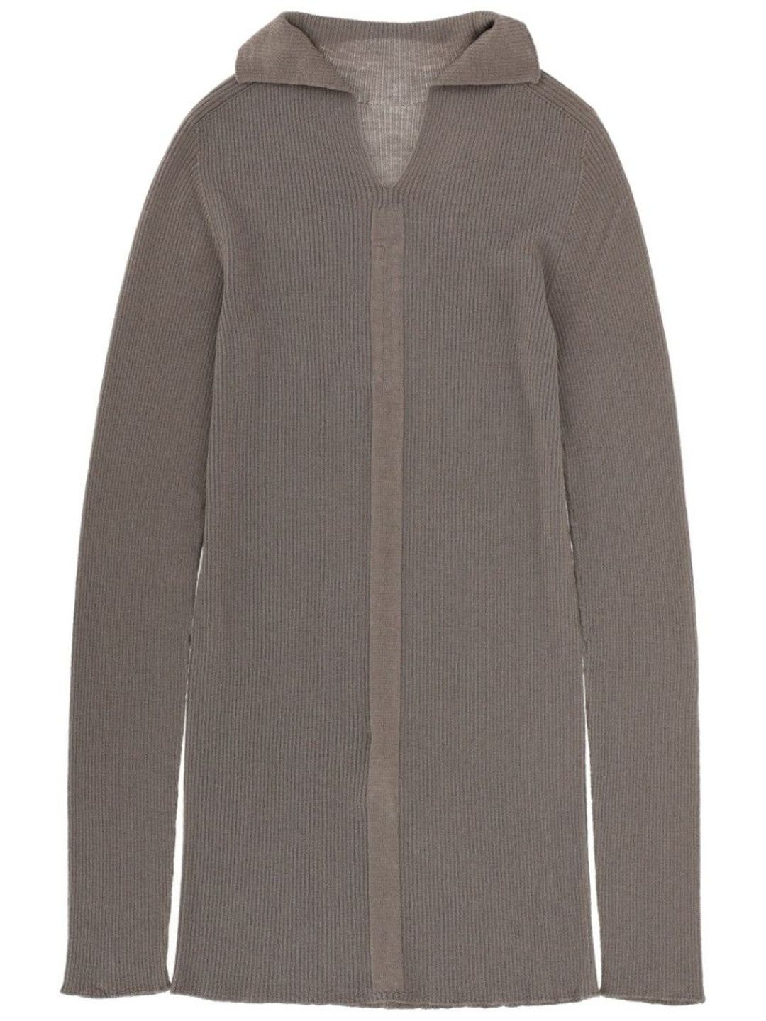 rick owens Grey Shawl Neck Sweater-picture-58