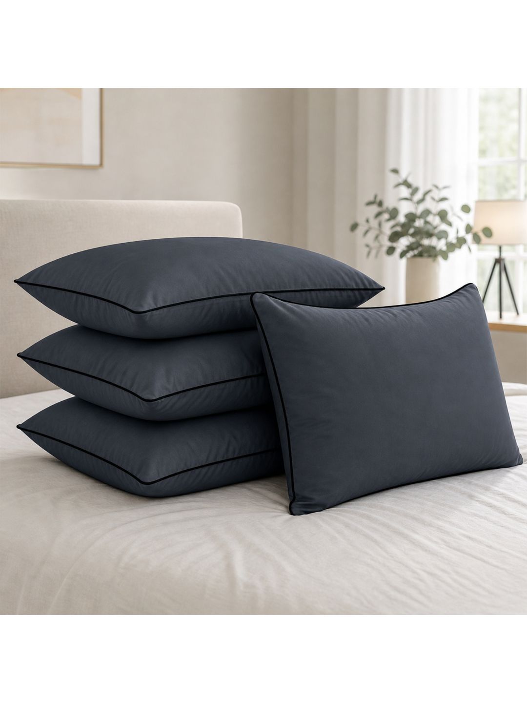AYKA Charcoal Set of 4 Cotton Filled Cotton Breathable Sleep Pillow-picture-26