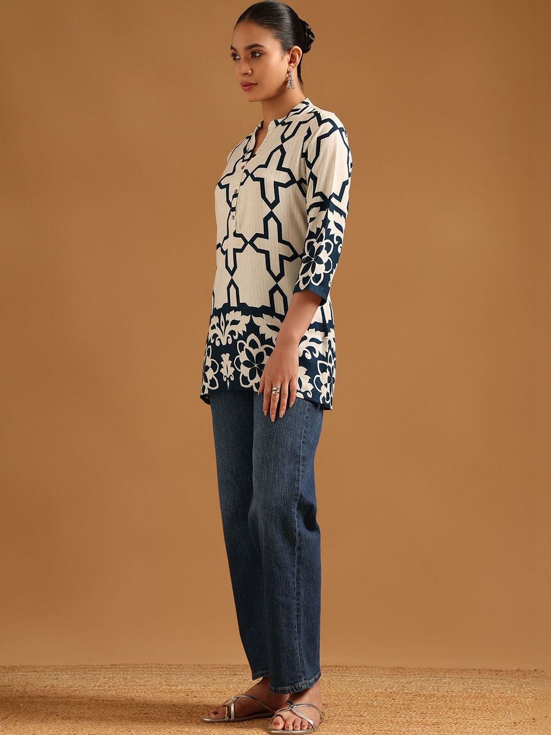 Soch Viscose Rayon Mandarin Collar Printed Tunic-picture-44