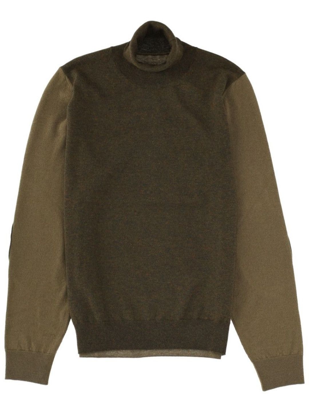 Khaki Color Block Turtle Neck Sweater-image-21