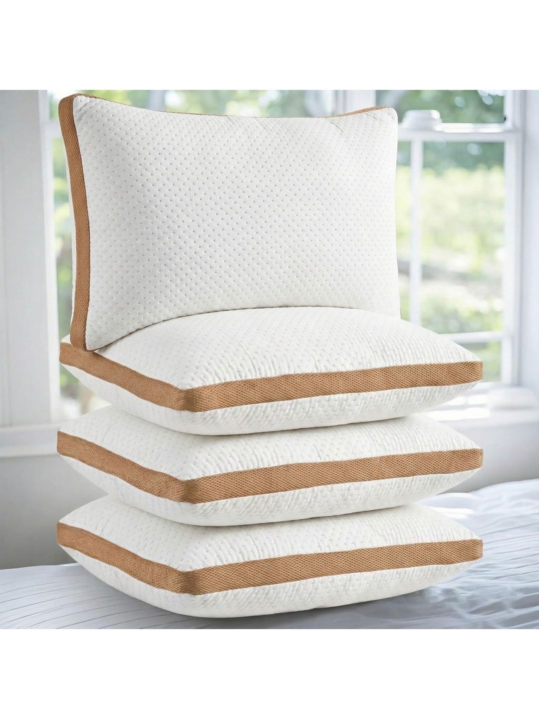 AYKA White Set of 4 Polyester Breathable Sleep Pillow-picture-18