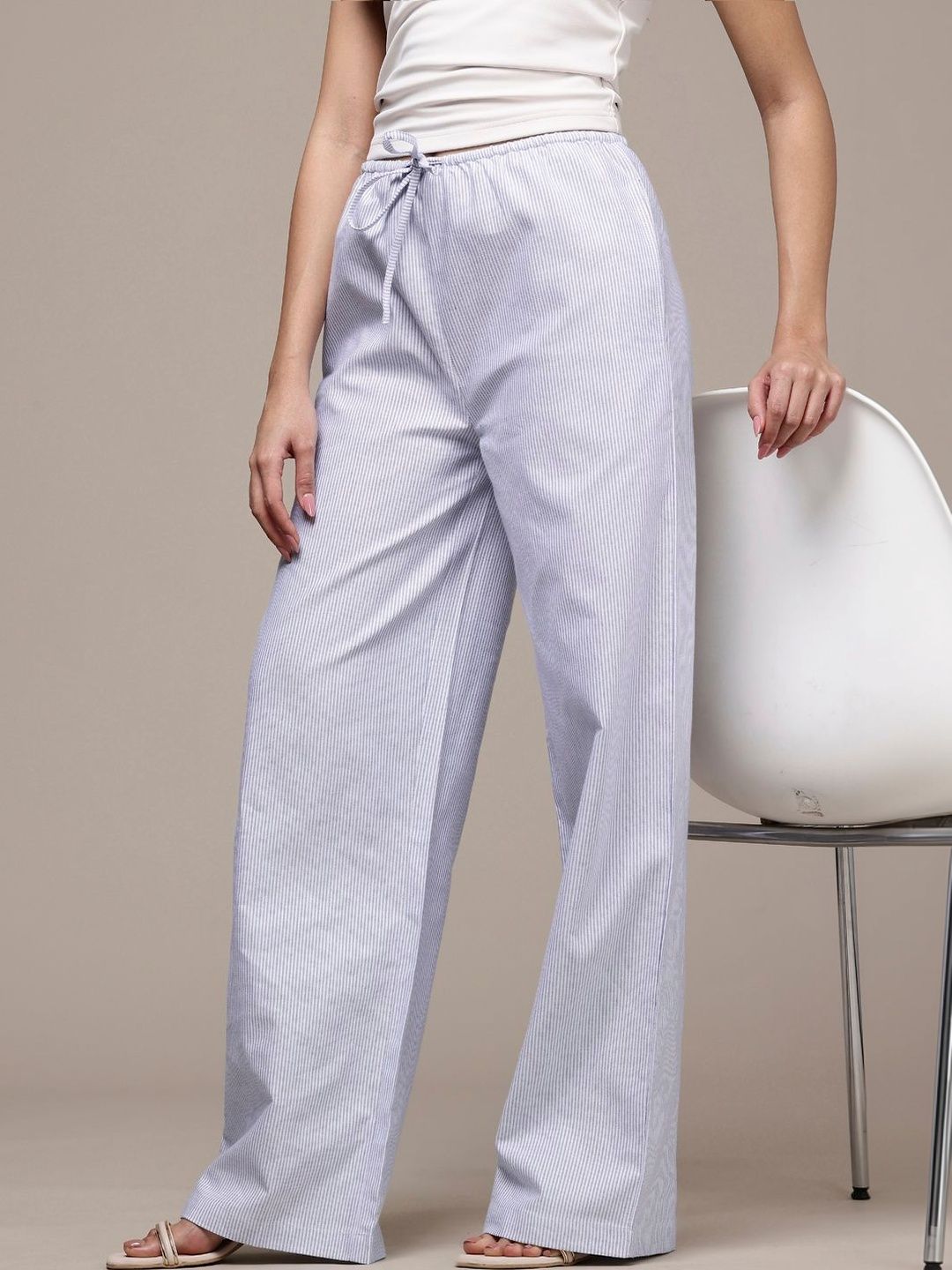 CORSICA Women Striped Relaxed High-Rise Trousers-picture-38