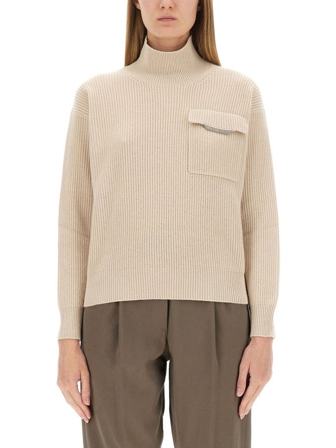 brunello cucinelli Beige Knitted Turtle Neck Sweater-picture-25