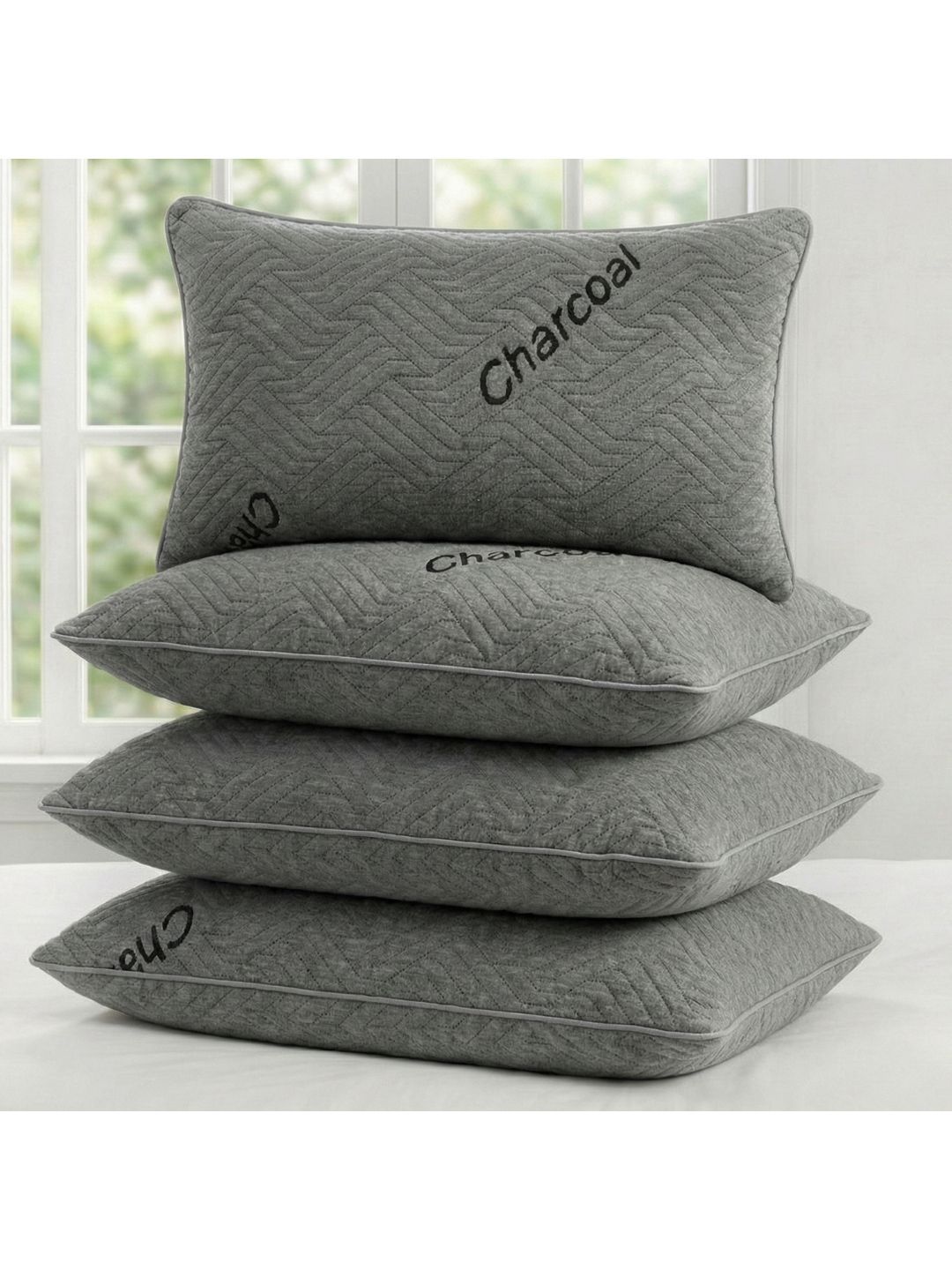 AYKA Grey Set of 4 Cotton Filled Cotton Breathable Sleep Pillow-picture-25