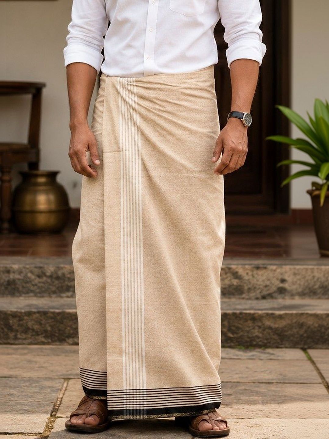 Sharan Elegance Men Striped Cotton Dhoti Dhotis-picture-14