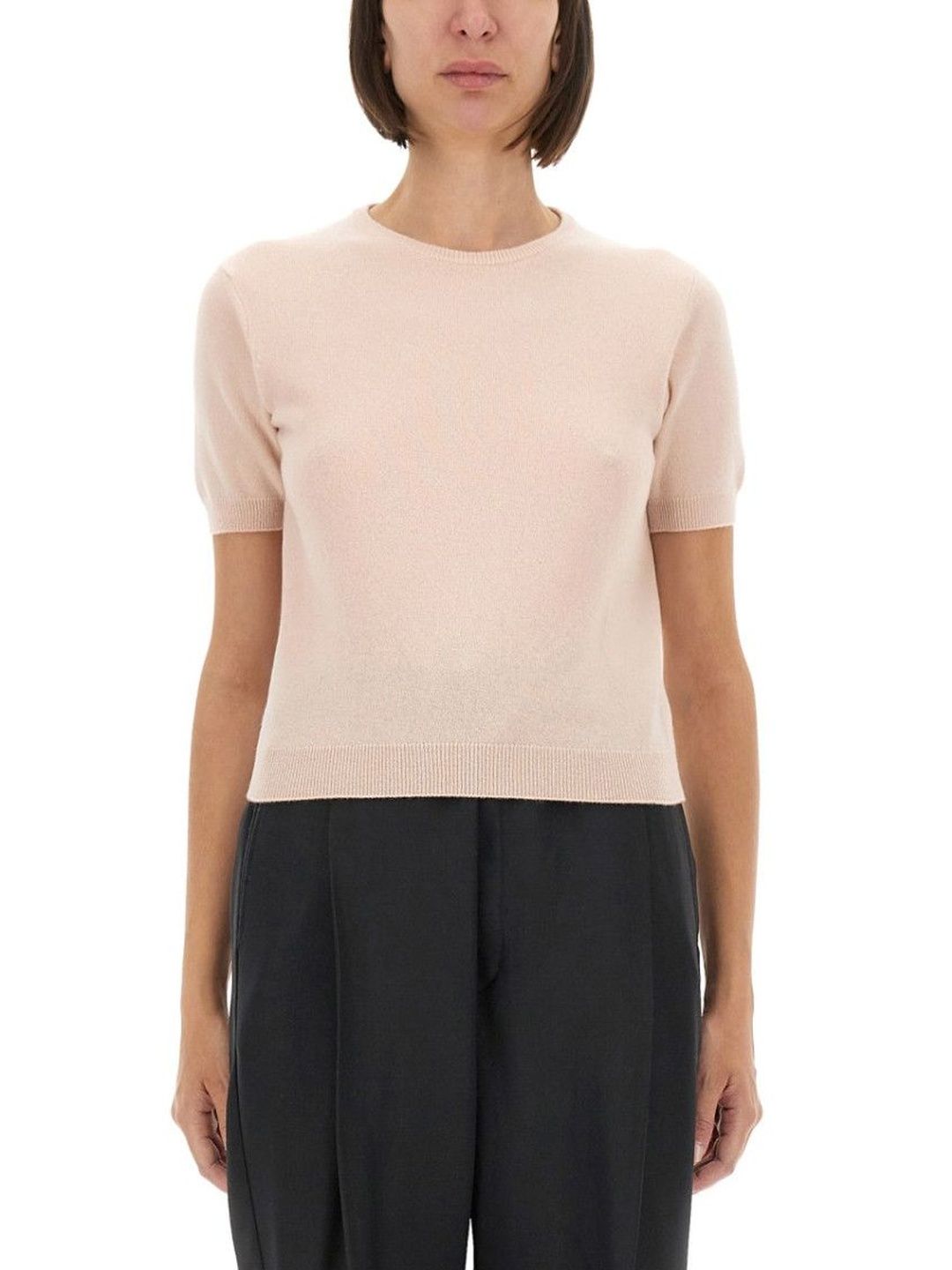 Light Pink Solid Crew Neck Sweater-image-40