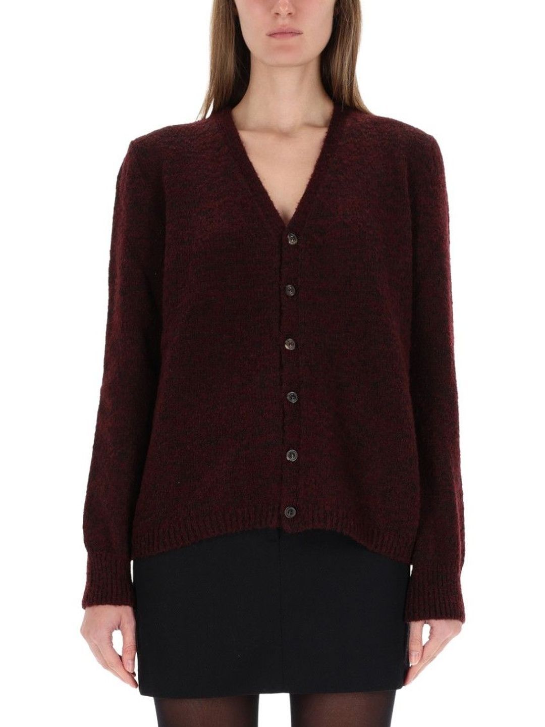 maison margiela Brown Knitted V Neck Cardigan-picture-58