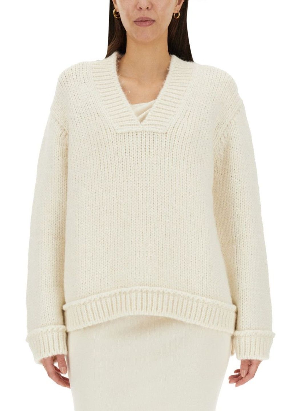 tom ford White Knitted V Neck Sweater-picture-28