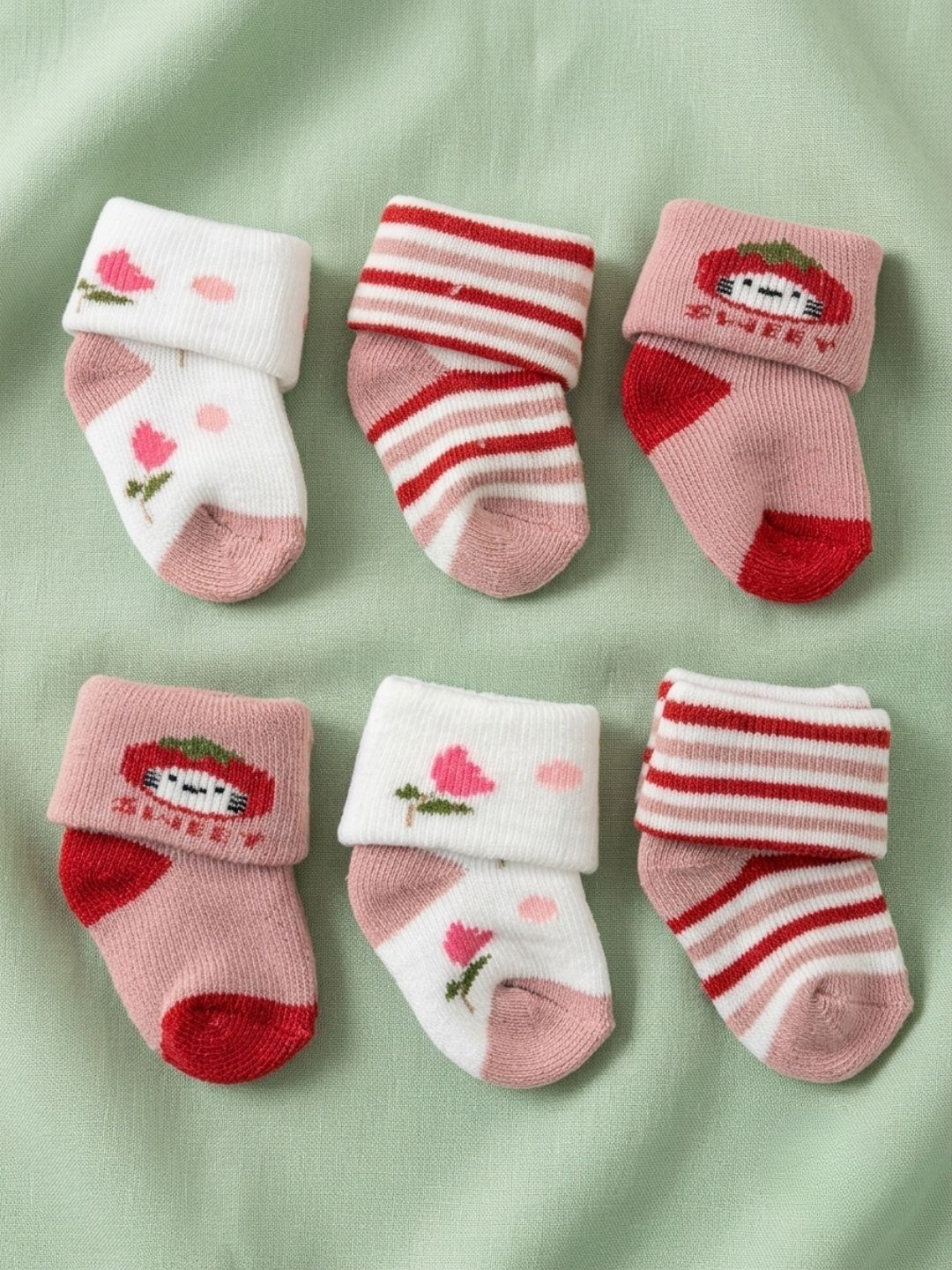 Cdeck Unisex Kids Pack of 6 Cotton Assorted Patterned Ankle Length Socks-picture-22