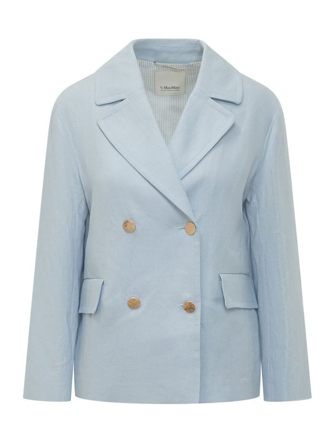 max mara Blue Solid Notched Lapel Blazer-picture-13