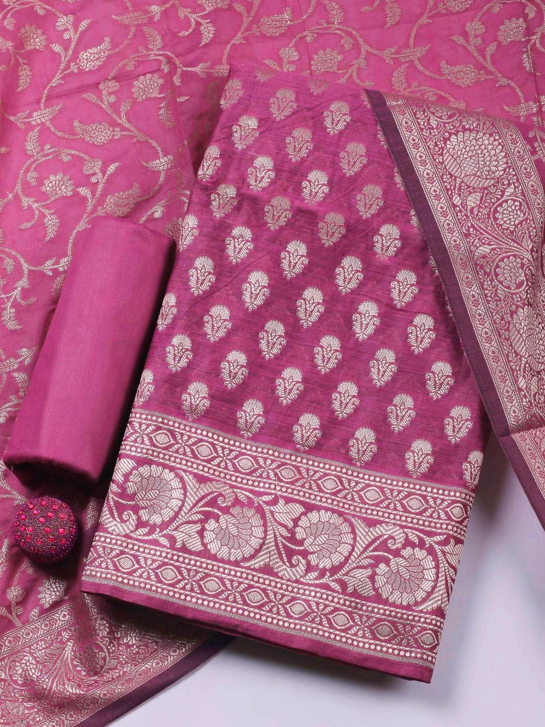 Meena Bazaar Art Silk Unstitched Dress Material-picture-27
