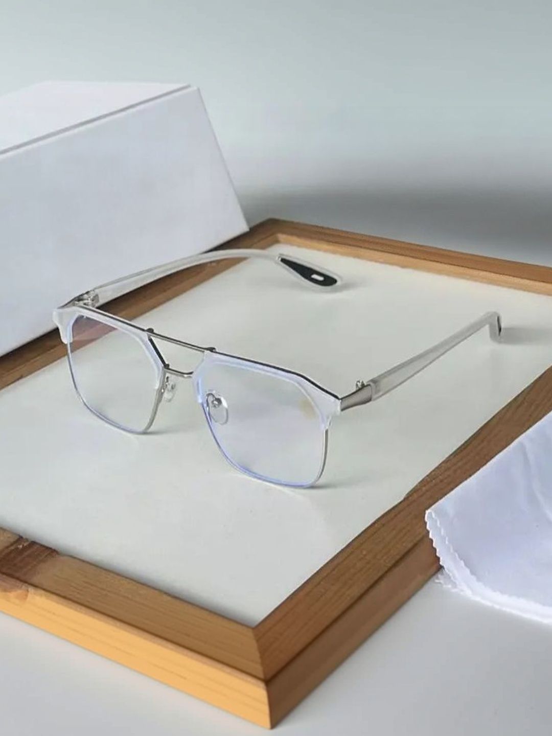 SPADEACES Men Clear Lens & Silver-Toned Square Sunglasses with-image-36