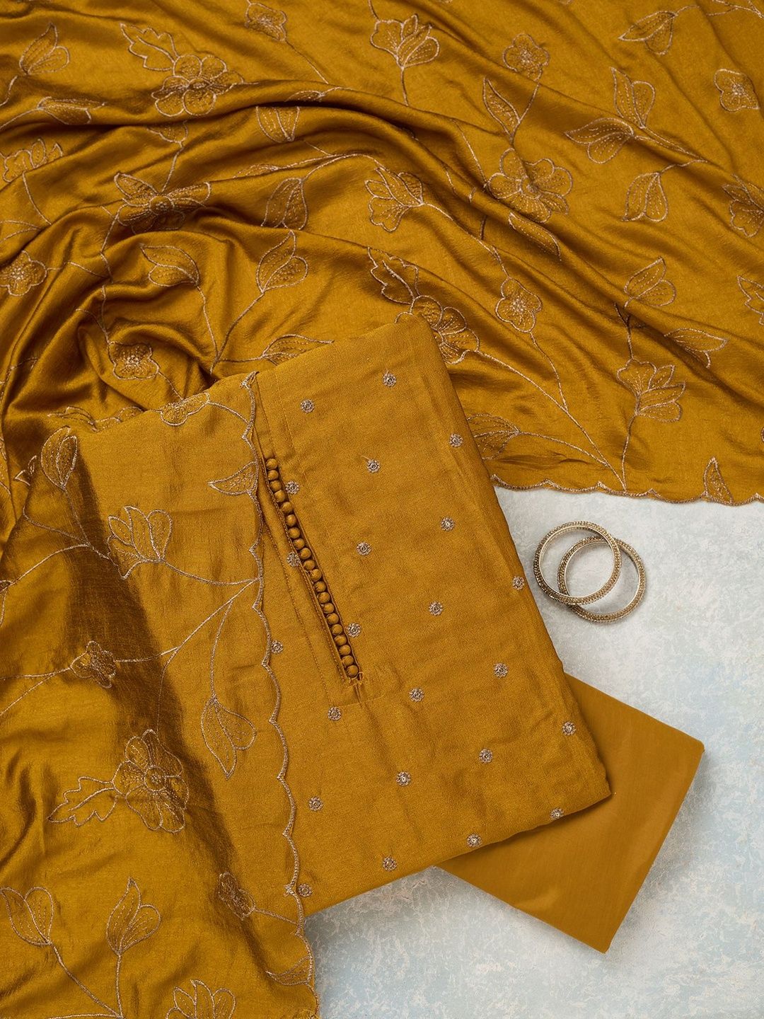 Koskii Raw Silk Unstitched Dress Material-picture-29