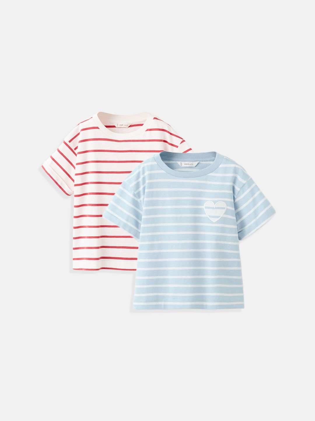 Mango Kids Girls Pack Of 2 Striped Pure Cotton T-Shirts-picture-58