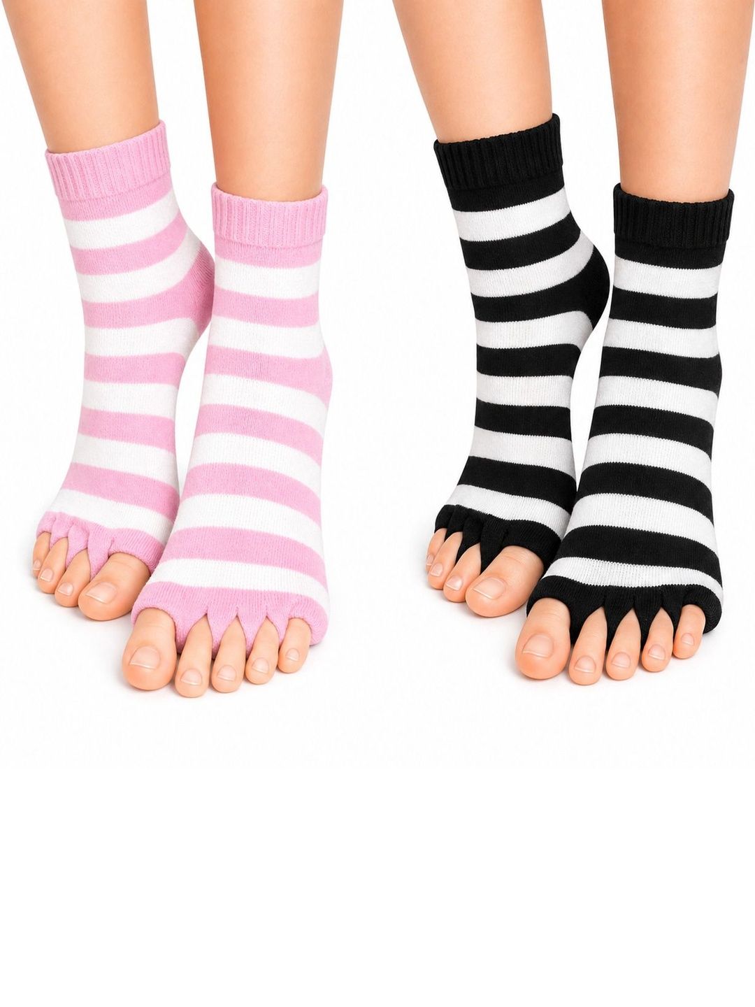 USOXO Unisex Pack of 2 Cotton Striped Above Ankle Socks-picture-22
