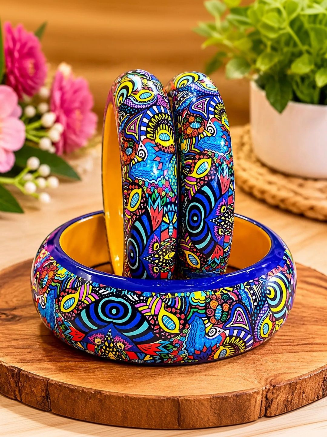 AJ Azad Jewels Set of 3 Artistic Multicolour Kashmiri Bangles-image-16