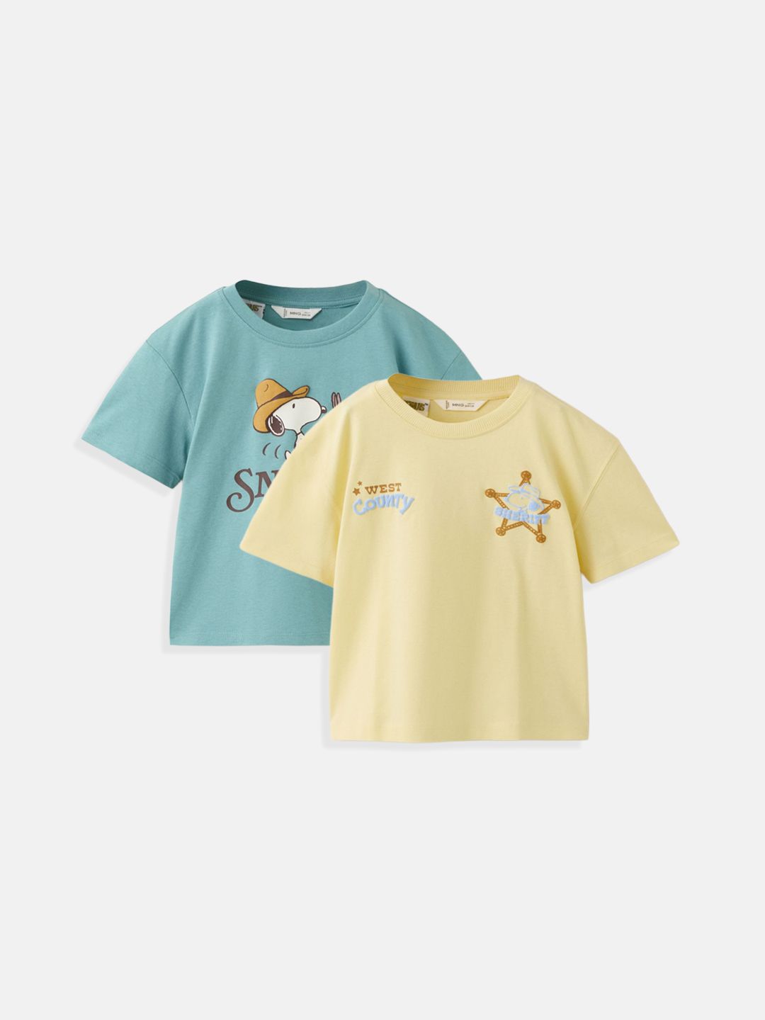 Mango Kids Boys Pack of 2 Printed Drop-Shoulder Sleeves Pure Cotton T-shirt-picture-47