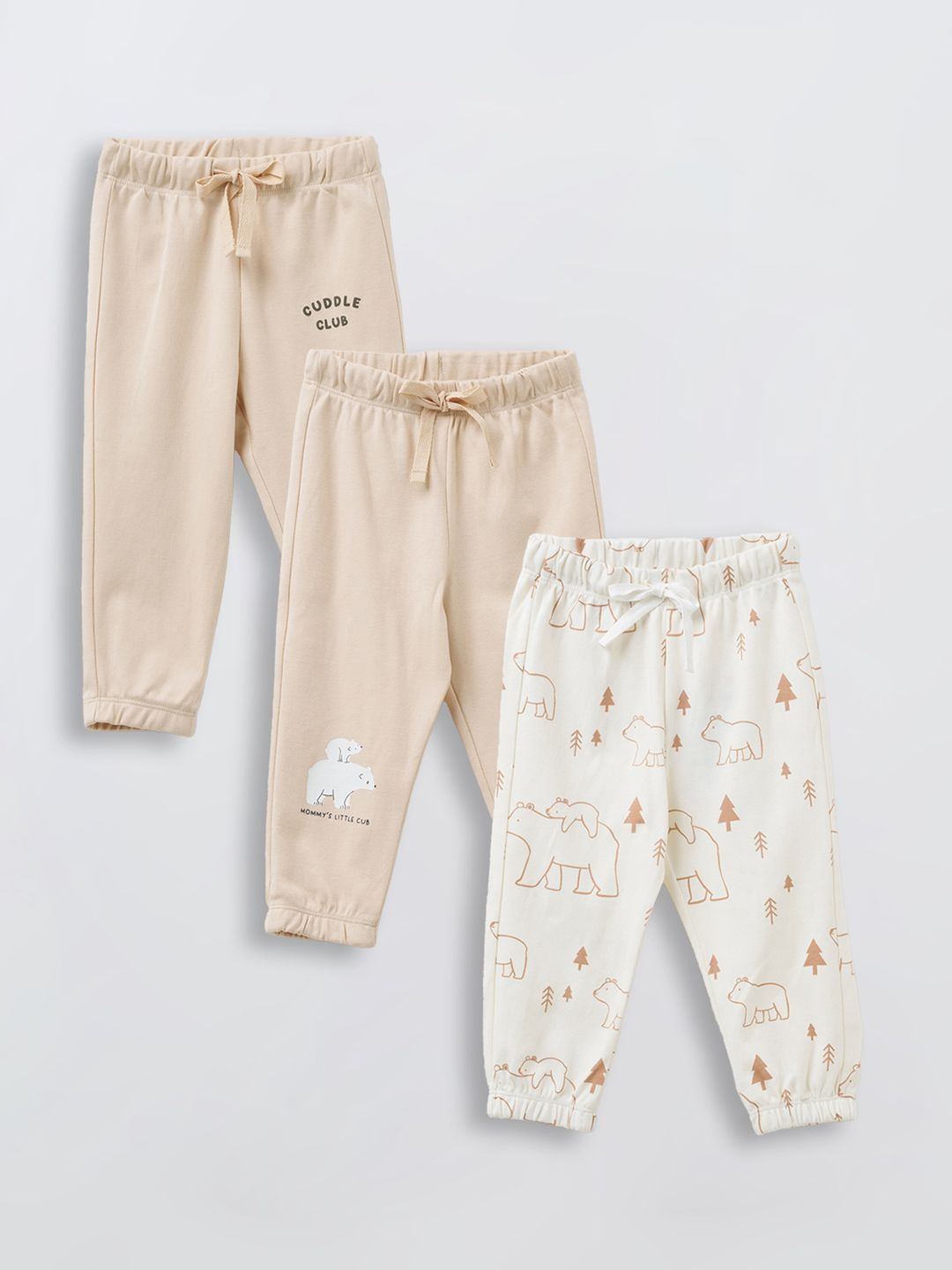 Pantaloons Baby Girls Pack of 3 Regular Fit Graphic Print Joggers-picture-11