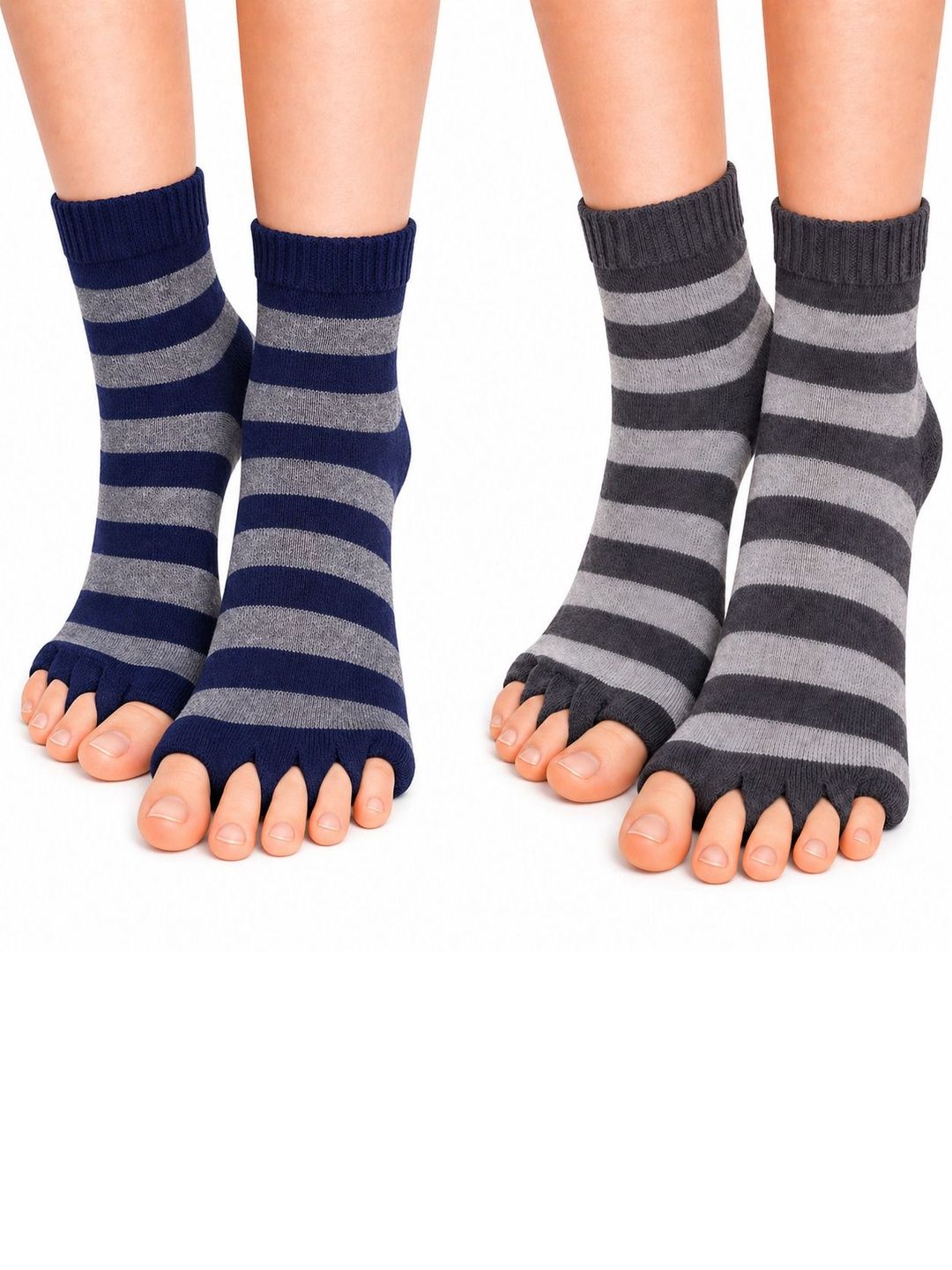 USOXO Unisex Pack of 2 Cotton Striped Ankle Length Socks-picture-24