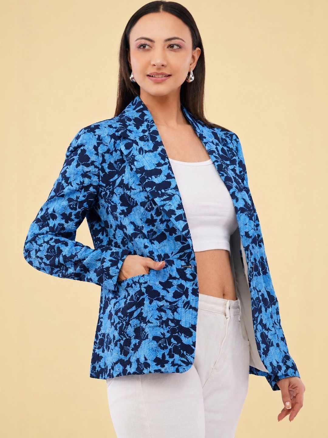 Integration Printed Notched Lapel Single-Breasted Slim Fit Casual Blazers-picture-25