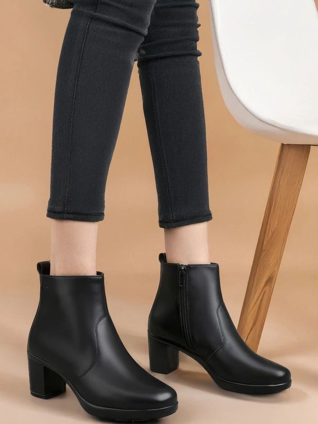 MADAM MAYA Women Round Toe Zip Regular Boots-picture-10