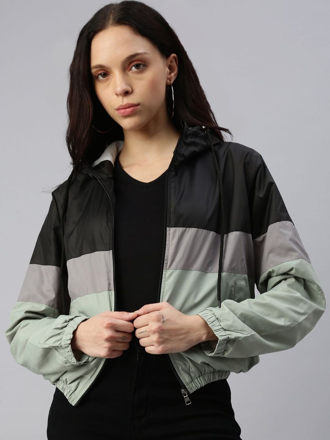 Kaali Peeli Women Colourblocked Lightweight Running Woven Jacket-picture-11