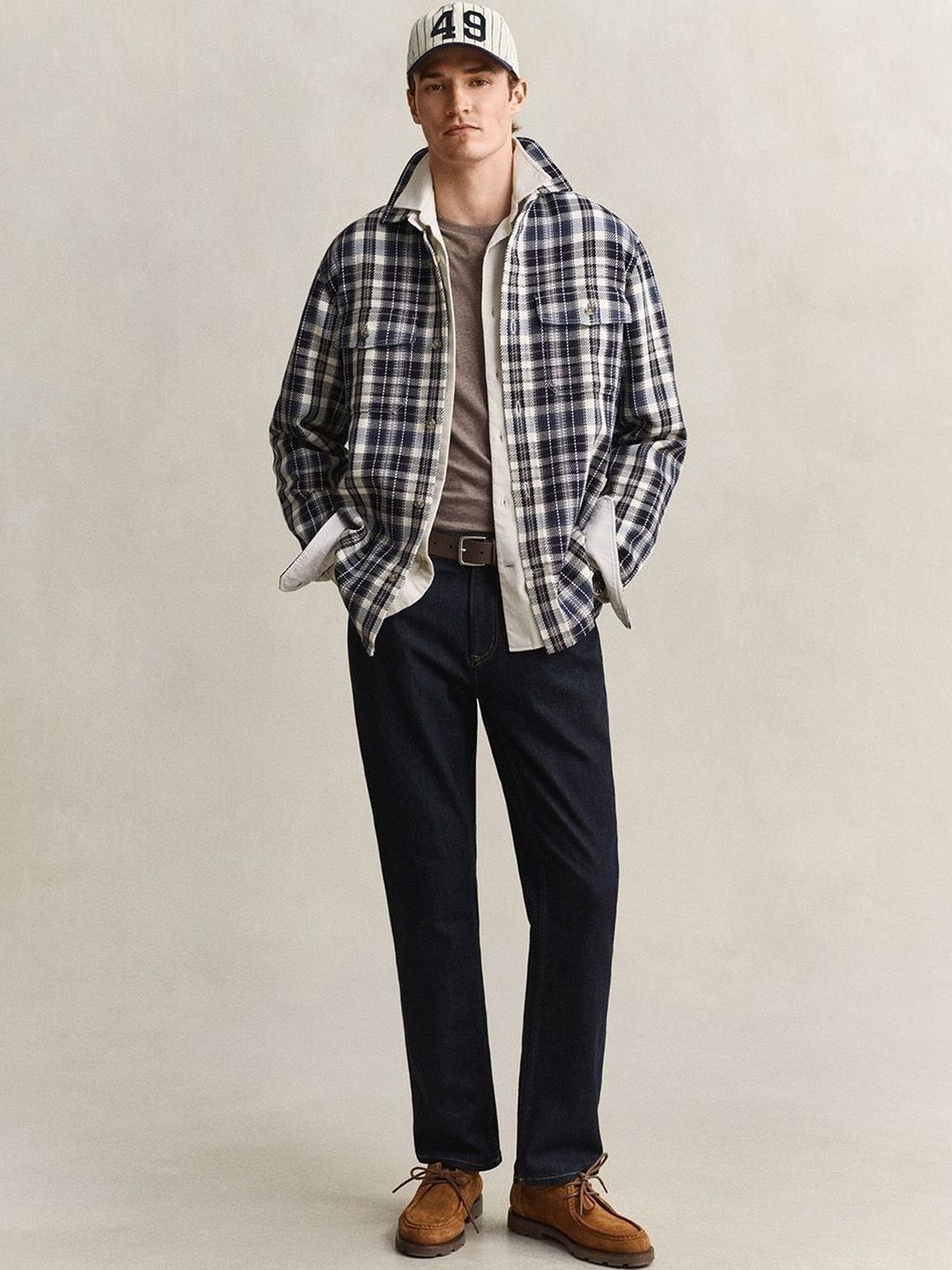 Gant Men Navy Blue Checked Regular Fit Twill Shirt-picture-10
