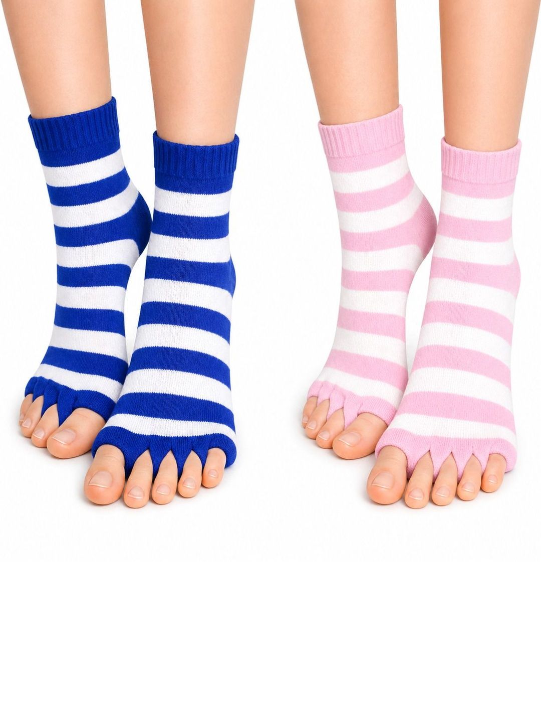 USOXO Unisex Pack of 2 Cotton Striped Above Ankle Socks-picture-26
