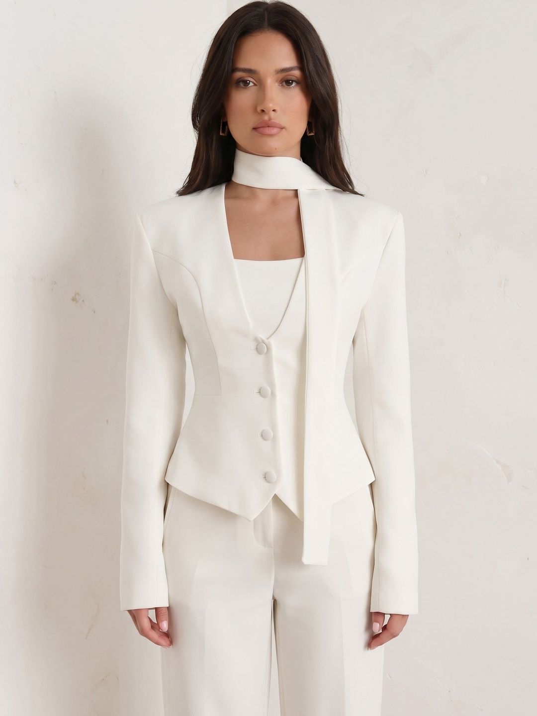 ATELIER REBEL Collarless Single-Breasted Slim Fit Formal Blazers-image-38