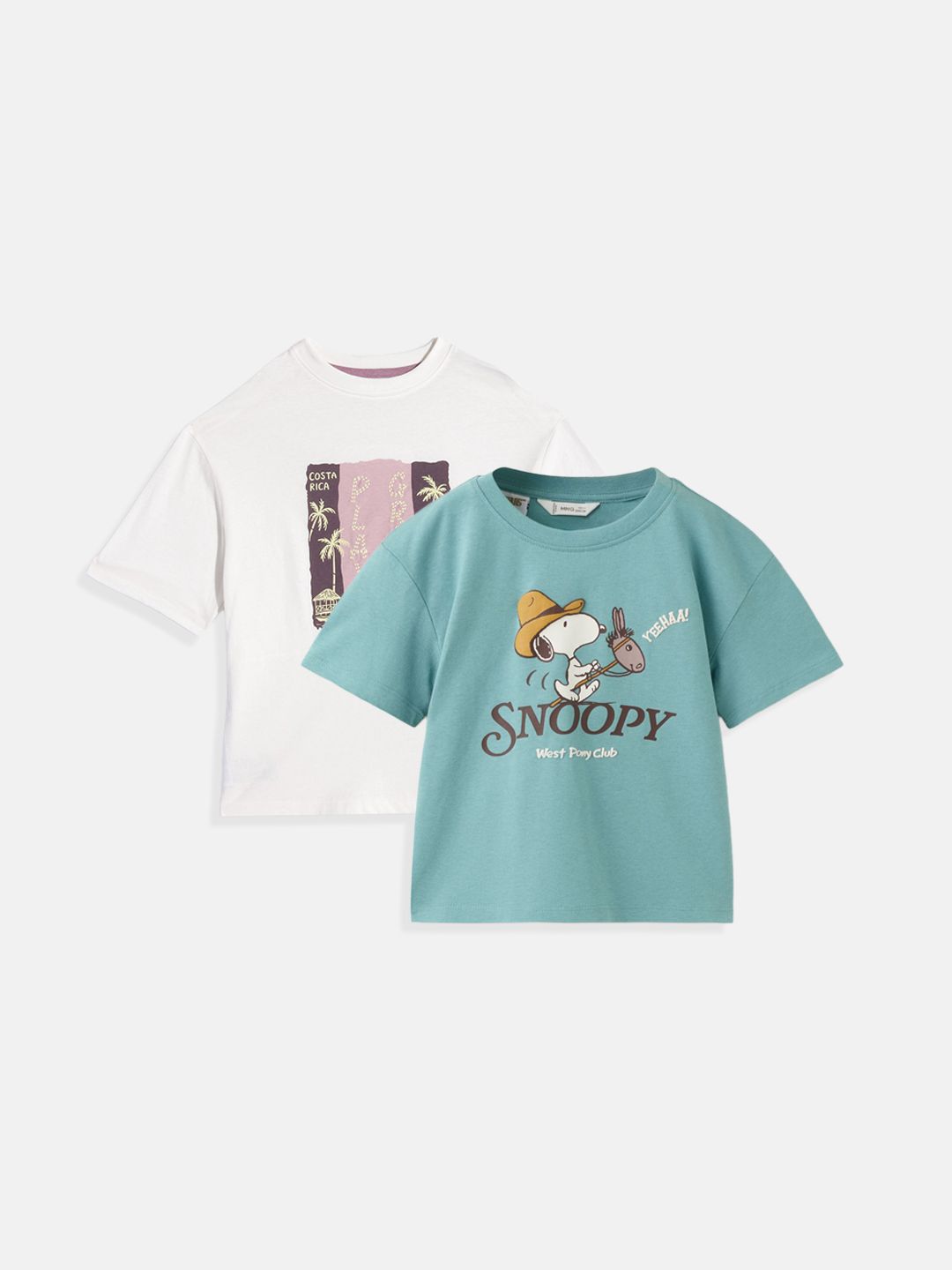 Mango Kids Boys Pack of 2 Printed Drop-Shoulder Sleeves Pure Cotton T-shirt-picture-6