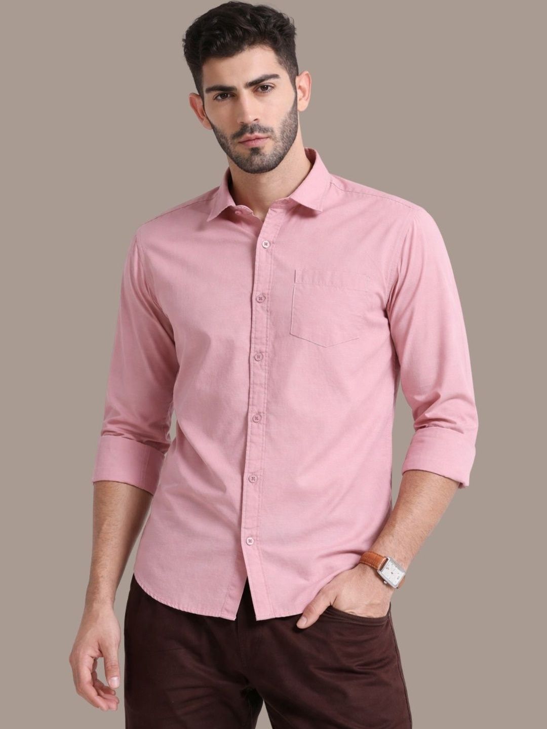 UNSEEN Men Solid Cotton Linen Casual Shirt-picture-50