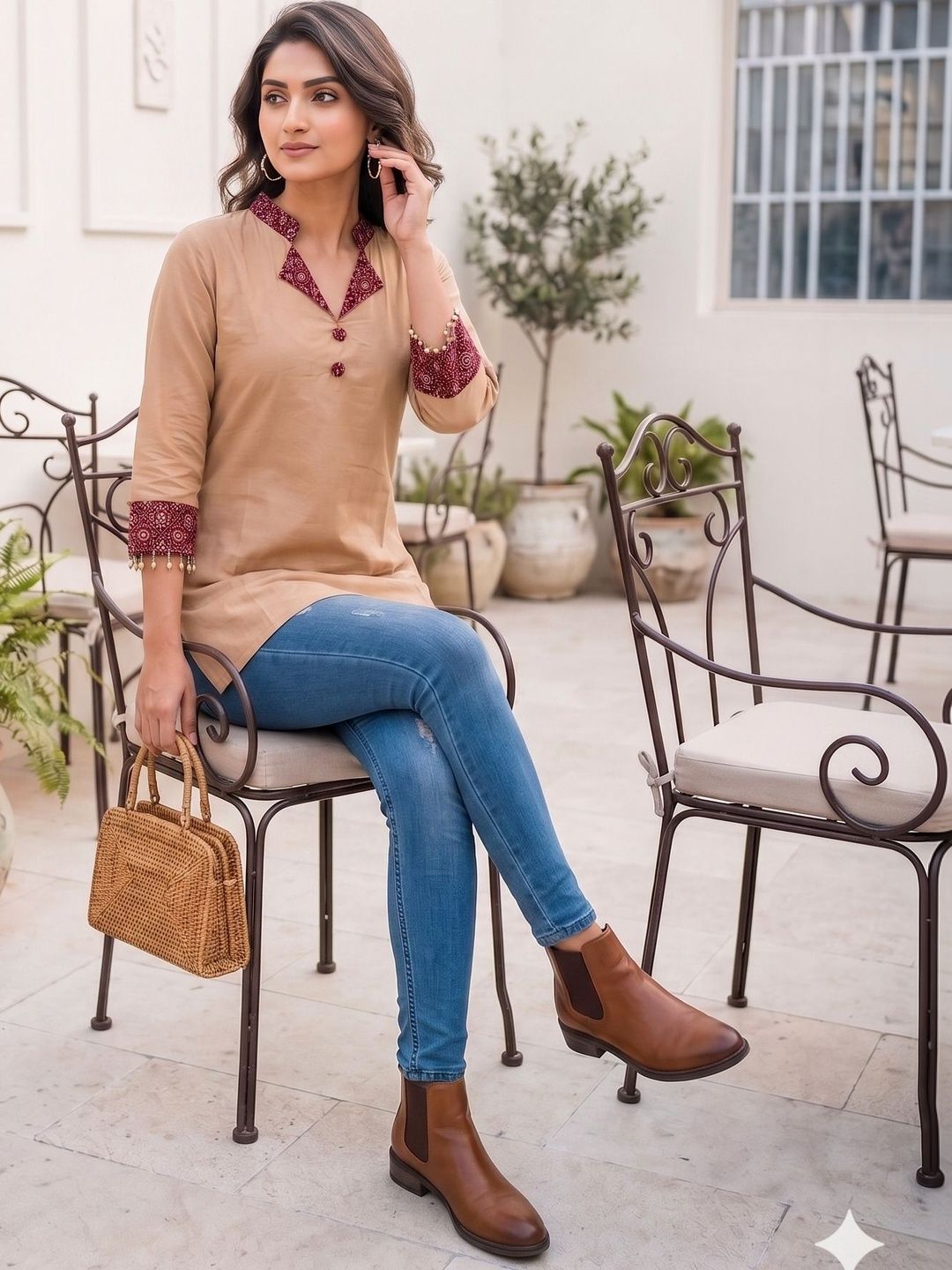 KALINI Ethnic Motifs Embroidered Kurti-image-33