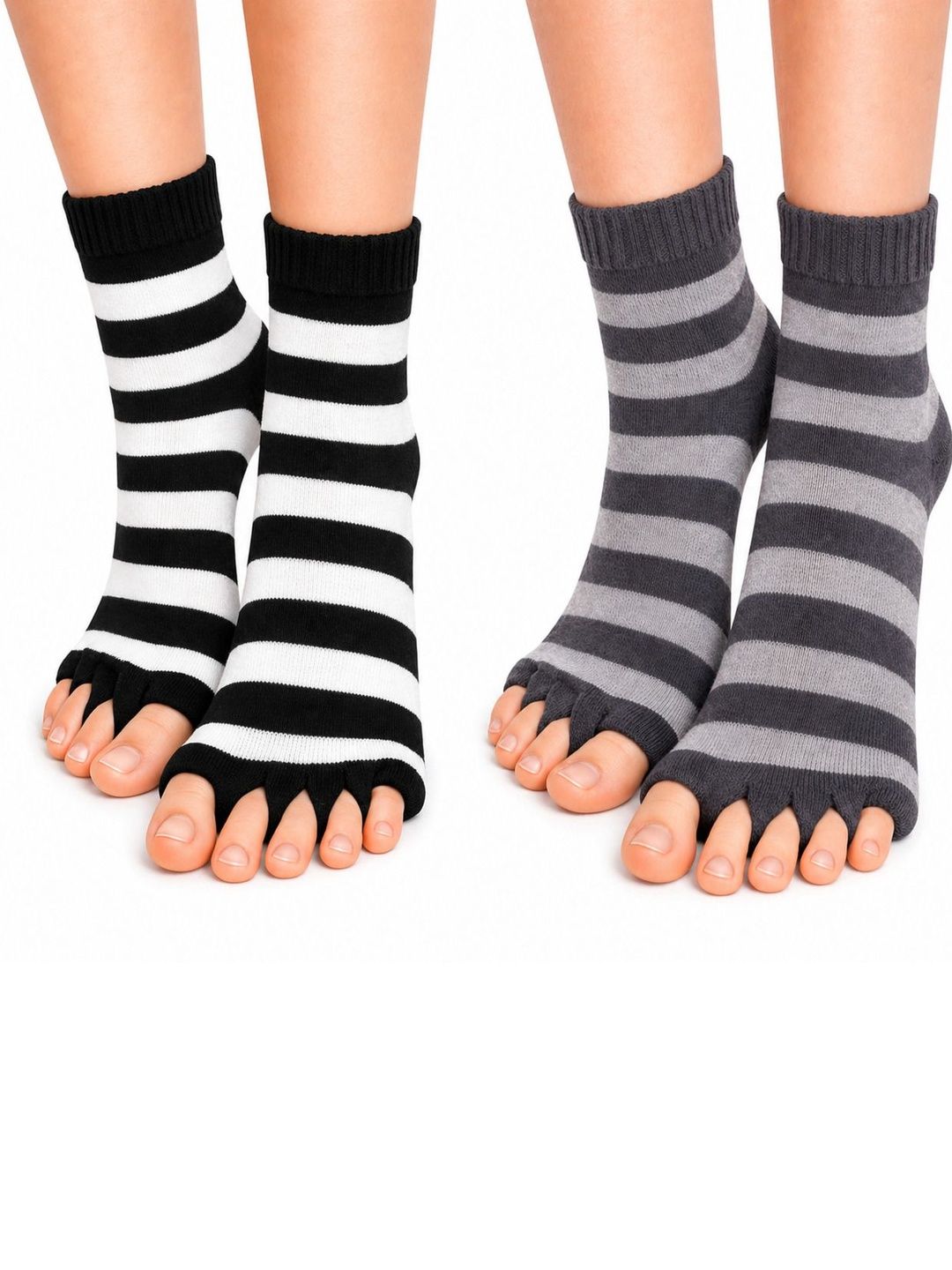 USOXO Unisex Pack of 2 Cotton Striped Above Ankle Socks-picture-27