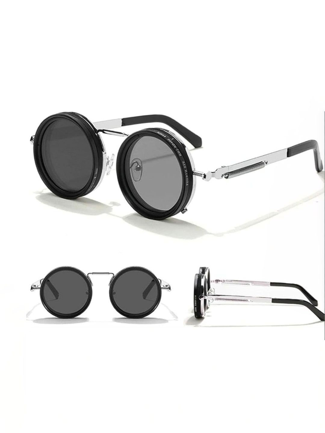 SPADEACES Men Black Lens & Black Round Sunglasses with-picture-43