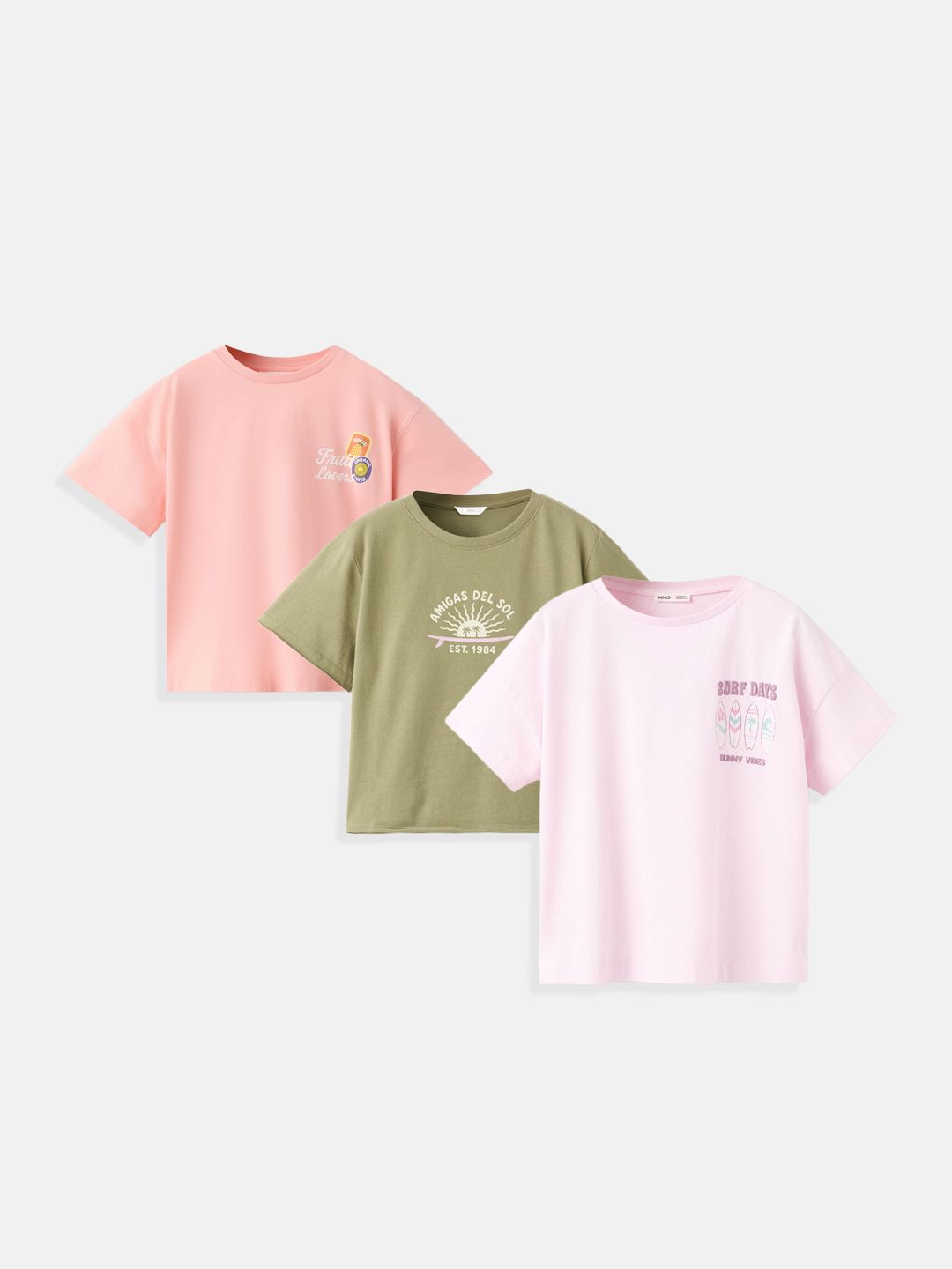 Mango Kids Pack Of 3 Regular Fit T-shirts-picture-40