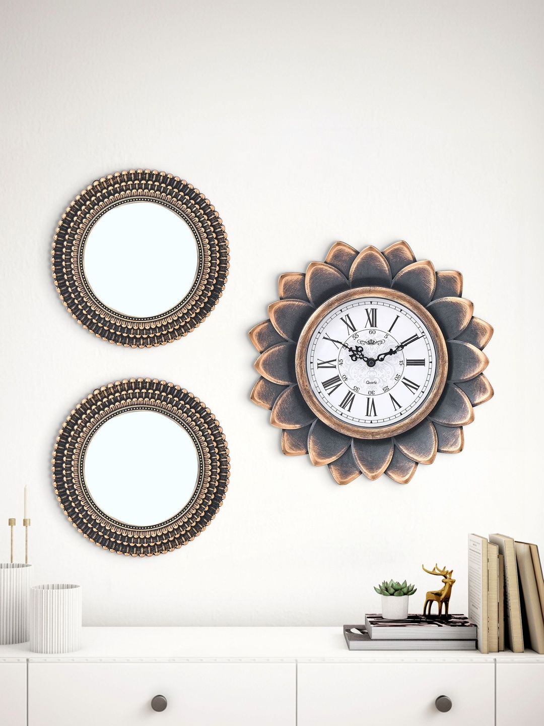 Home Centre Gold-Toned Printed Contemporary Wall Clock-image-16