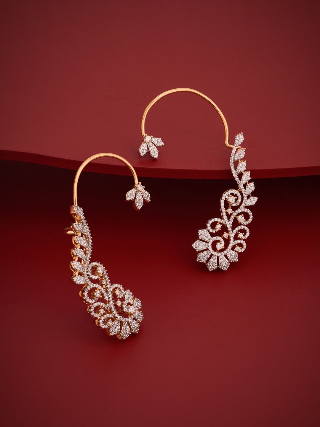 Kushal's Fashion Jewellery Floral Ear Cuff Earrings-picture-27