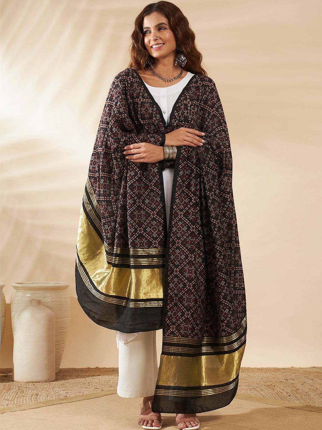 Ravaiyaa Ethnic Motifs Printed Bandhani Dupatta-picture-47