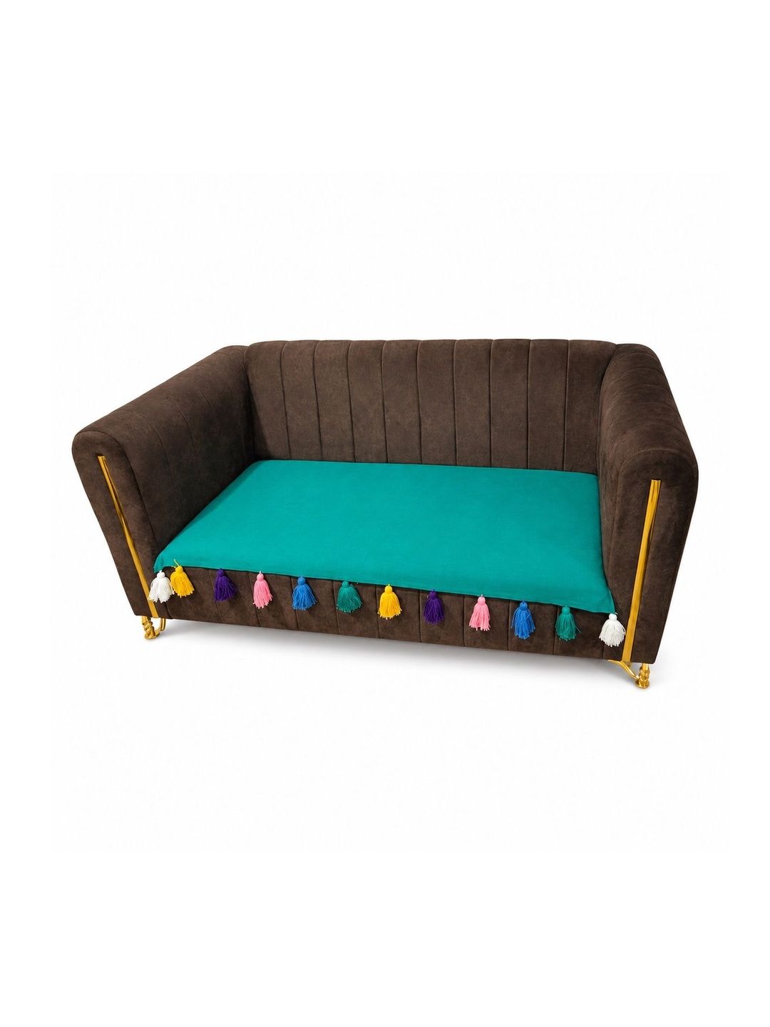 LUXEHEAVEN Green Solid Sofa Cover Without Arms-image-11