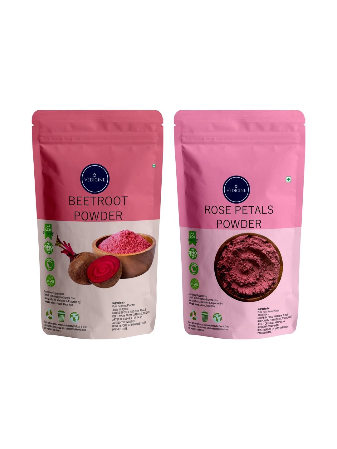 VEDICINE Set Of 2 Beetroot & Rose Powder - 100 g Each-image-45