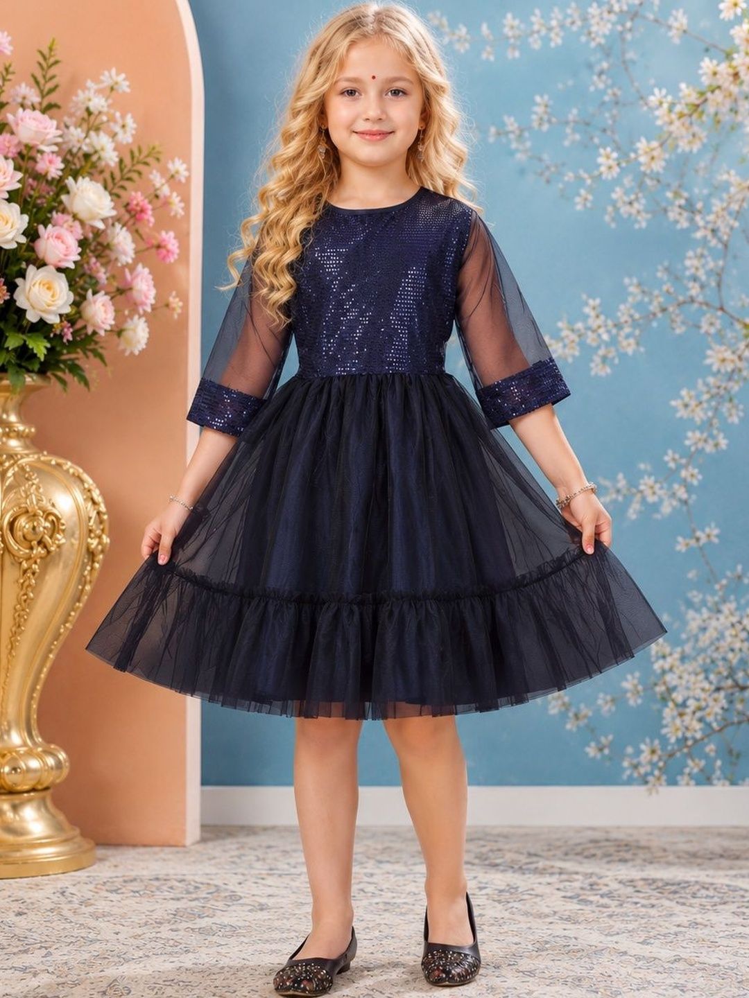 KALINI Embellished Net A-Line Dress-picture-37