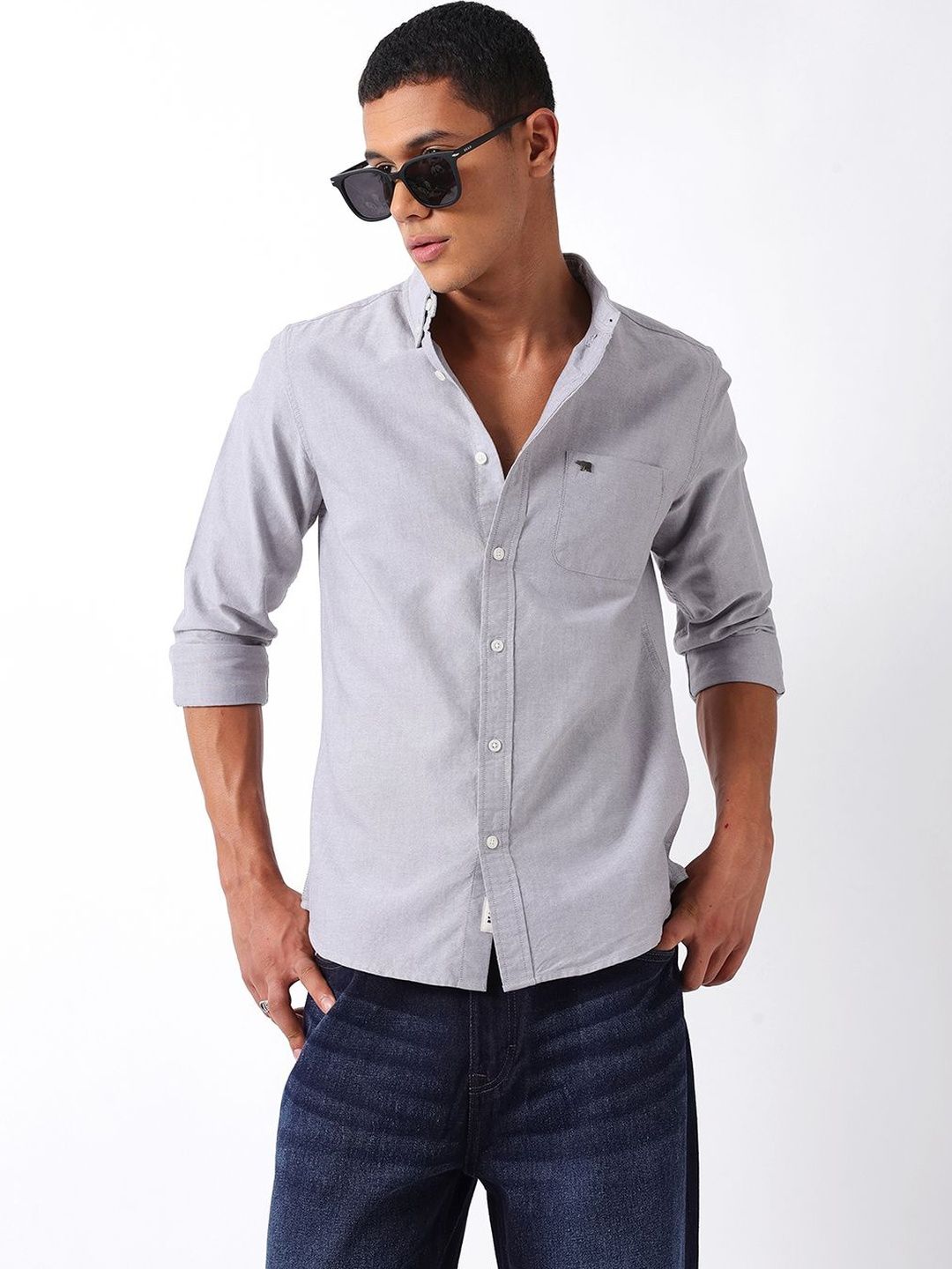 THE BEAR HOUSE Men Cotton Solid Slim Fit Casual Shirt-picture-10