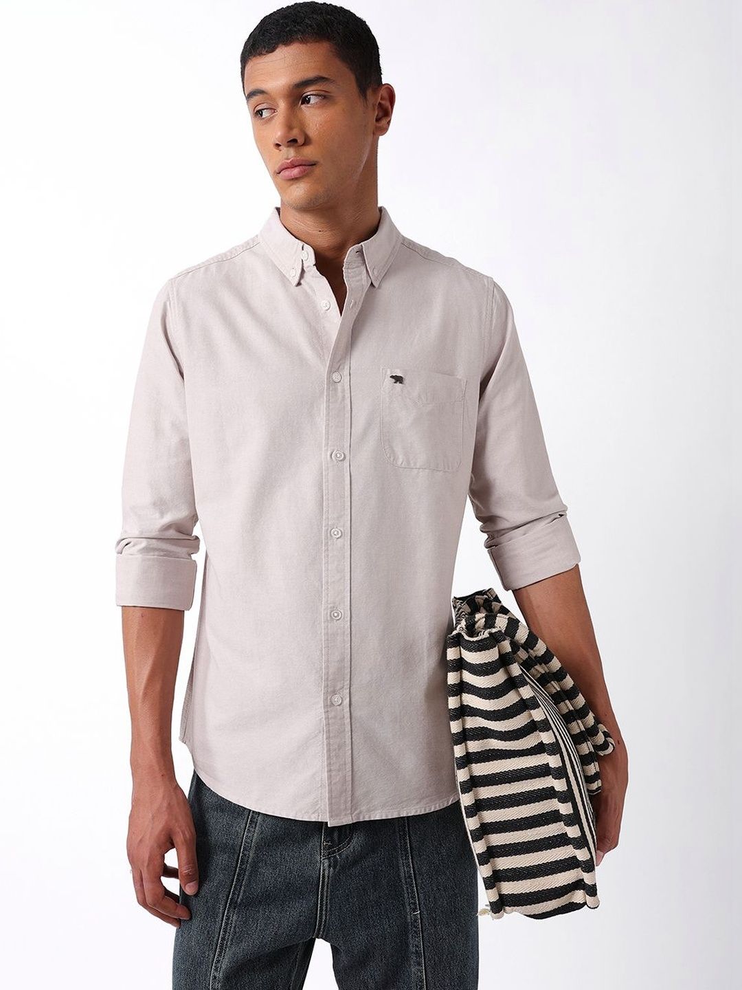 THE BEAR HOUSE Men Cotton Solid Slim Fit Casual Shirt-picture-12