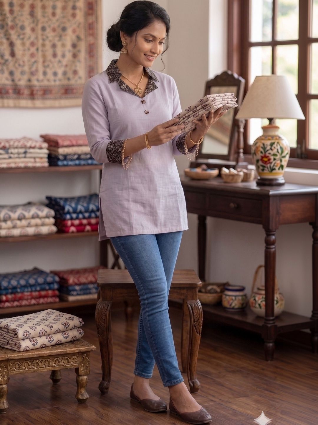 NAVYAAZRI Shirt Collar Kurti-picture-53
