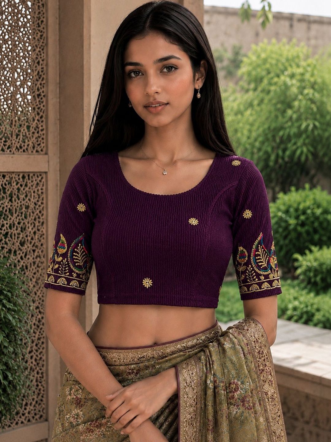KALINI Embellished Thread Work Saree Blouse-picture-53