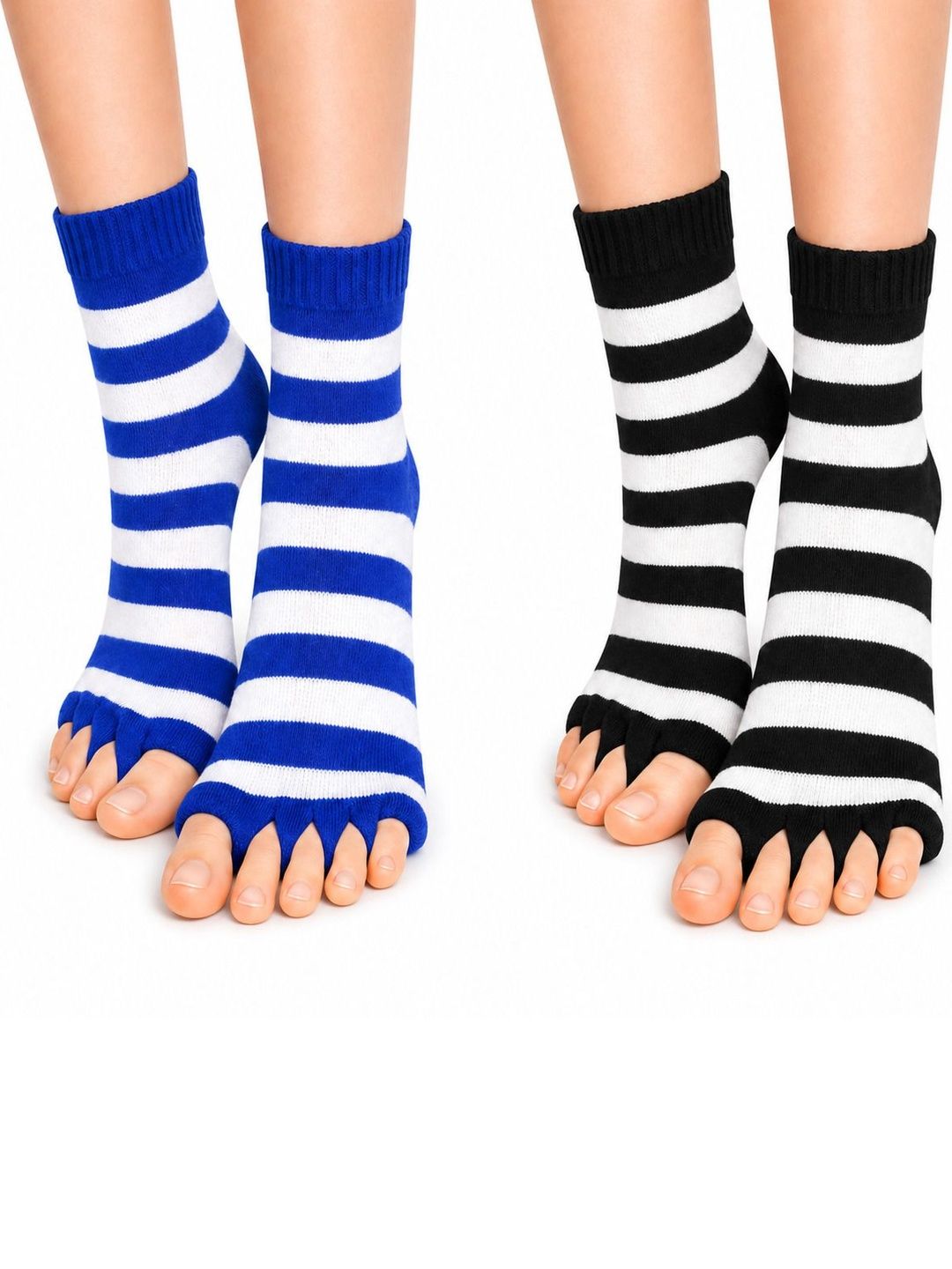 USOXO Unisex Pack of 2 Cotton Striped Ankle Length Socks-picture-23