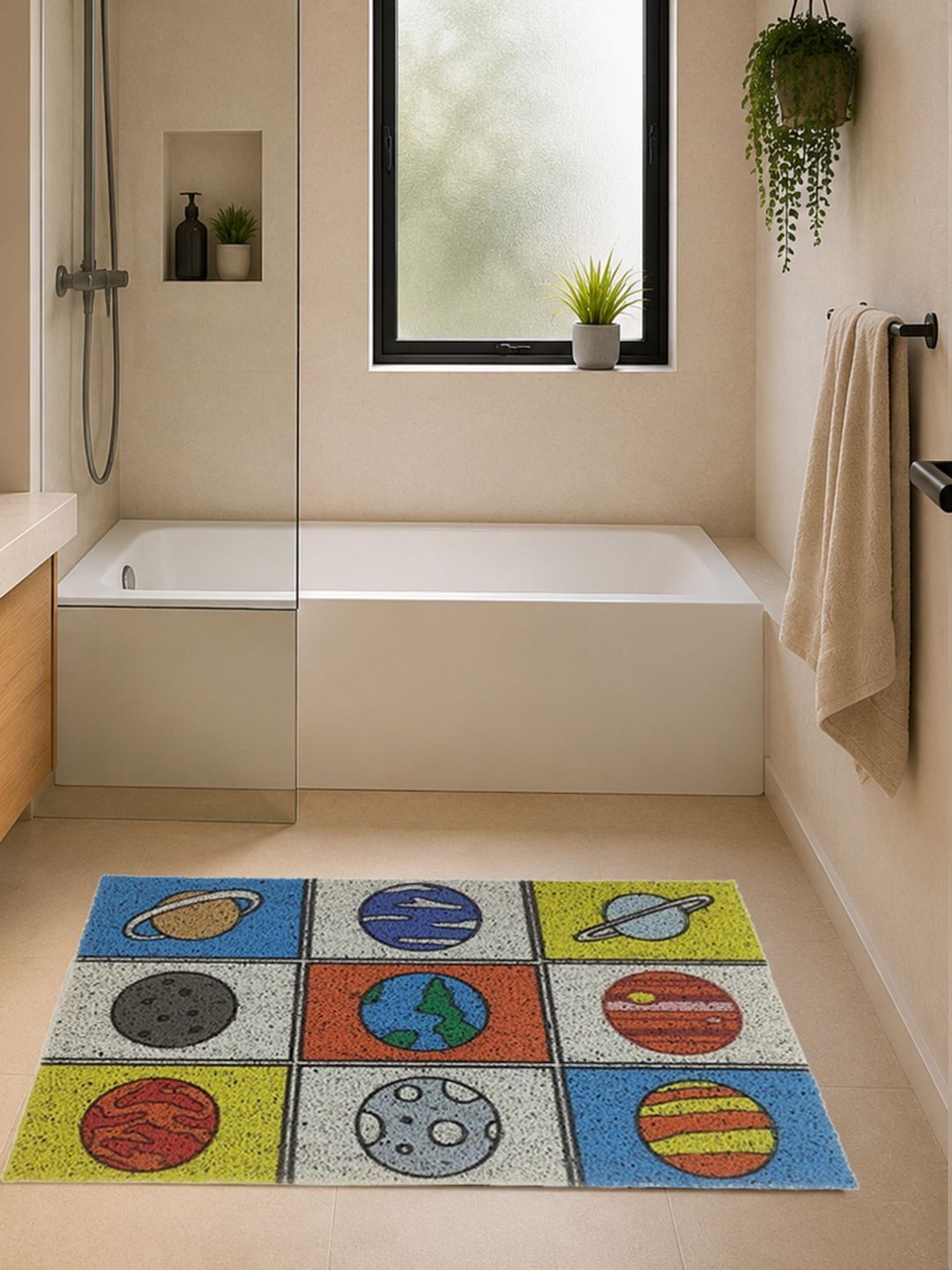 Datch Yellow Blue Textured Plastic Bath Rugs-picture-20