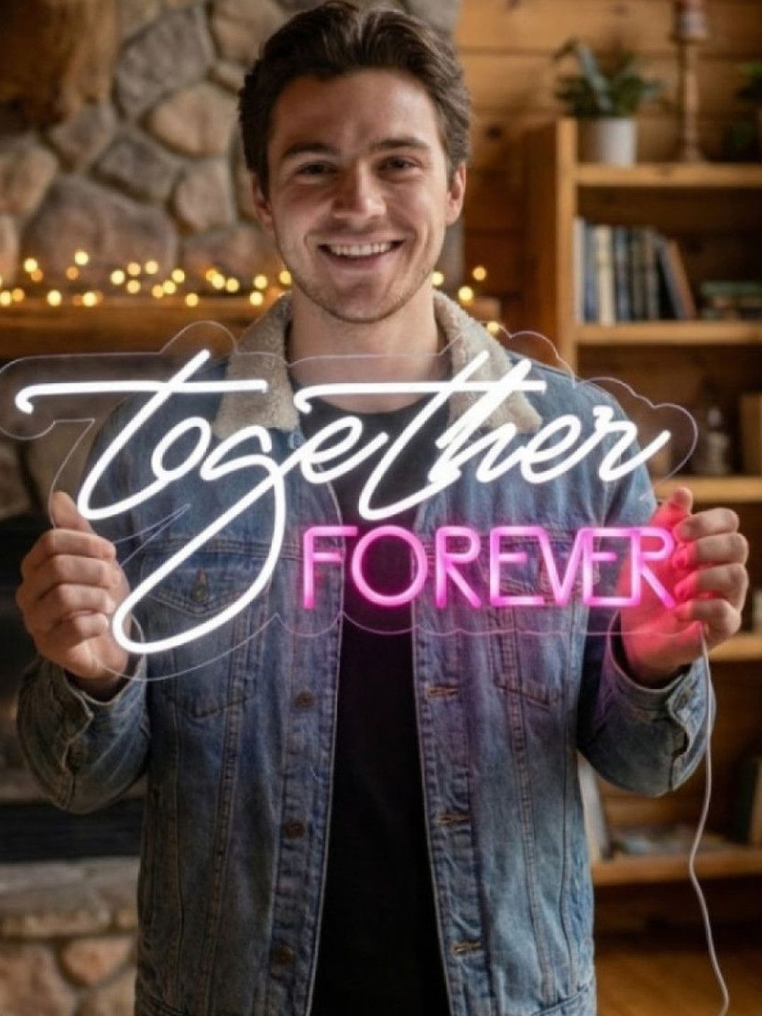 Custom Neon White & Pink Together Forever String Lights-picture-19