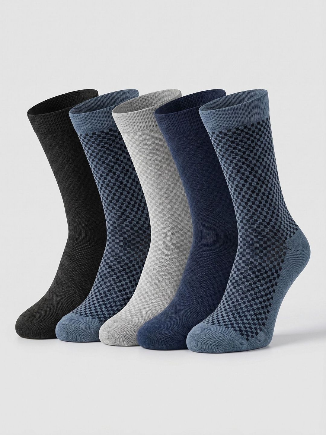 Moda Rapido Men Pack of 5 Cotton Blend Checked Calf Length Socks-picture-30