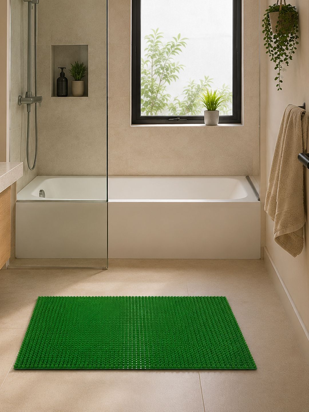 Datch Green Textured Plastic Bath Rugs-picture-13